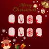 CEWEWP Short Christmas Press on Nails Red French Fake Nails Square Shape False Nail Tips with Elk and Bow Knot Designs Cute Santa Hat French Tip Press on Nails for Women Christmas Decorations 24pcs view 4