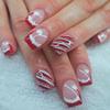 Christmas Press on Nails Short Fake Nails Square with Red Santa Hat Stripe Glitter Design False Nails Light Pink Transparent Glue on Nails Xmas Nails Press ons Acrylic Stick on Nails for Women 24Pcs view 1