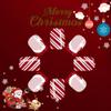 Christmas Press on Nails Short Fake Nails Square with Red Santa Hat Stripe Glitter Design False Nails Light Pink Transparent Glue on Nails Xmas Nails Press ons Acrylic Stick on Nails for Women 24Pcs view 3