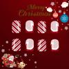 Christmas Press on Nails Short Fake Nails Square with Red Santa Hat Stripe Glitter Design False Nails Light Pink Transparent Glue on Nails Xmas Nails Press ons Acrylic Stick on Nails for Women 24Pcs view 4