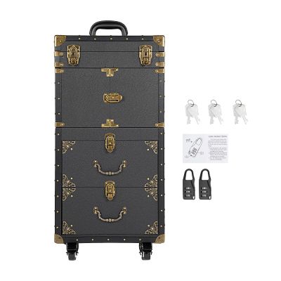 Beauty Salon Luggage,Rolling Lockable Makeup Train Case,Cosmetic Trolley with Wheels,Salon Barber Case Traveling Cart Trunk with Detachable Partition,Hairdressing Case for Barbershops,Beauty Salons