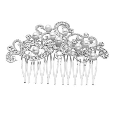 Baluue Elegant Rhinestone Bride Hair Comb Silver Wedding Headpiece for Brides and Bridesmaids for Special Parties and Prom Events