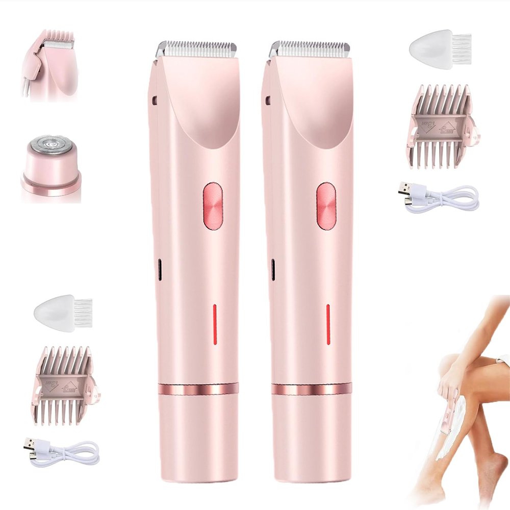 Dual-Head Shaver Women,2 in 1 Women Electric Shaver Dual-Head, Intimate Razor Womens, Ipx7 Waterproof Rechargeable, for Armpit, Legs, Arms (2)