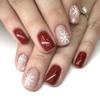 Christmas Press on Nails Square Short Fake Nails Pink False Nails with Snowflake Designs Red Glitter Full Cover Stick on Nails Acrylic Nails Xmas Winter Artificial Nails Glue on Nails for Women 24Pcs view 1
