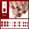 Christmas Press on Nails Square Short Fake Nails Pink False Nails with Snowflake Designs Red Glitter Full Cover Stick on Nails Acrylic Nails Xmas Winter Artificial Nails Glue on Nails for Women 24Pcs view 2