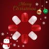 Christmas Press on Nails Square Short Fake Nails Pink False Nails with Snowflake Designs Red Glitter Full Cover Stick on Nails Acrylic Nails Xmas Winter Artificial Nails Glue on Nails for Women 24Pcs view 3