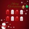 Christmas Press on Nails Square Short Fake Nails Pink False Nails with Snowflake Designs Red Glitter Full Cover Stick on Nails Acrylic Nails Xmas Winter Artificial Nails Glue on Nails for Women 24Pcs view 4