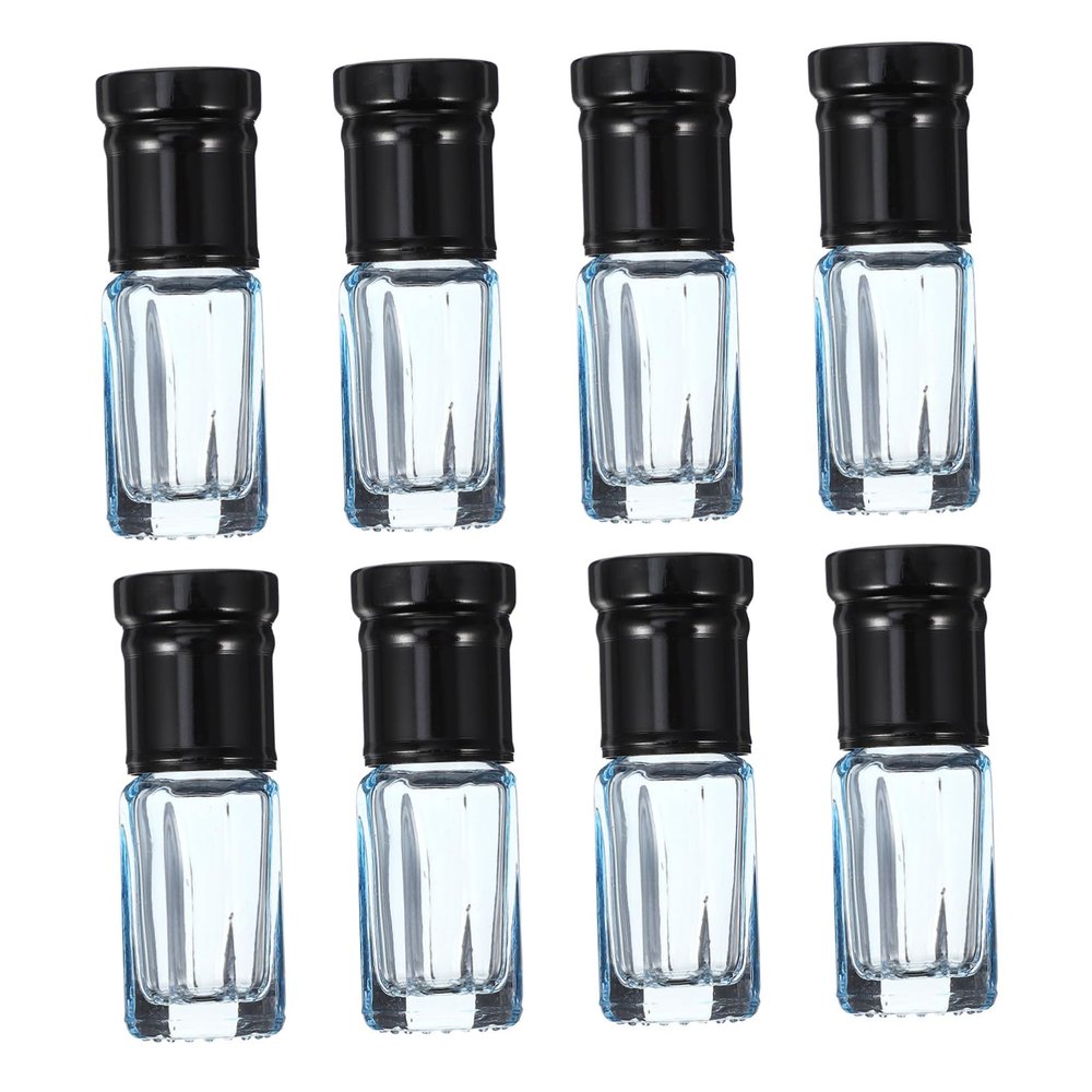 SKISUNO 8pcs 3ml Essential Oil Glass Roller Bottles Travel Perfume Squeeze Bottles Reusable