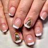 CEWEWP Christmas Press on Nails Short Square White French Tips Glue on Christmas Tree False Nails Full Cover Glossy Artificial Acrylic Stick on for Women 24Pcs view 1