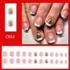 CEWEWP Christmas Press on Nails Short Square White French Tips Glue on Christmas Tree False Nails Full Cover Glossy Artificial Acrylic Stick on for Women 24Pcs view 2