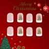 CEWEWP Christmas Press on Nails Short Square White French Tips Glue on Christmas Tree False Nails Full Cover Glossy Artificial Acrylic Stick on for Women 24Pcs view 4