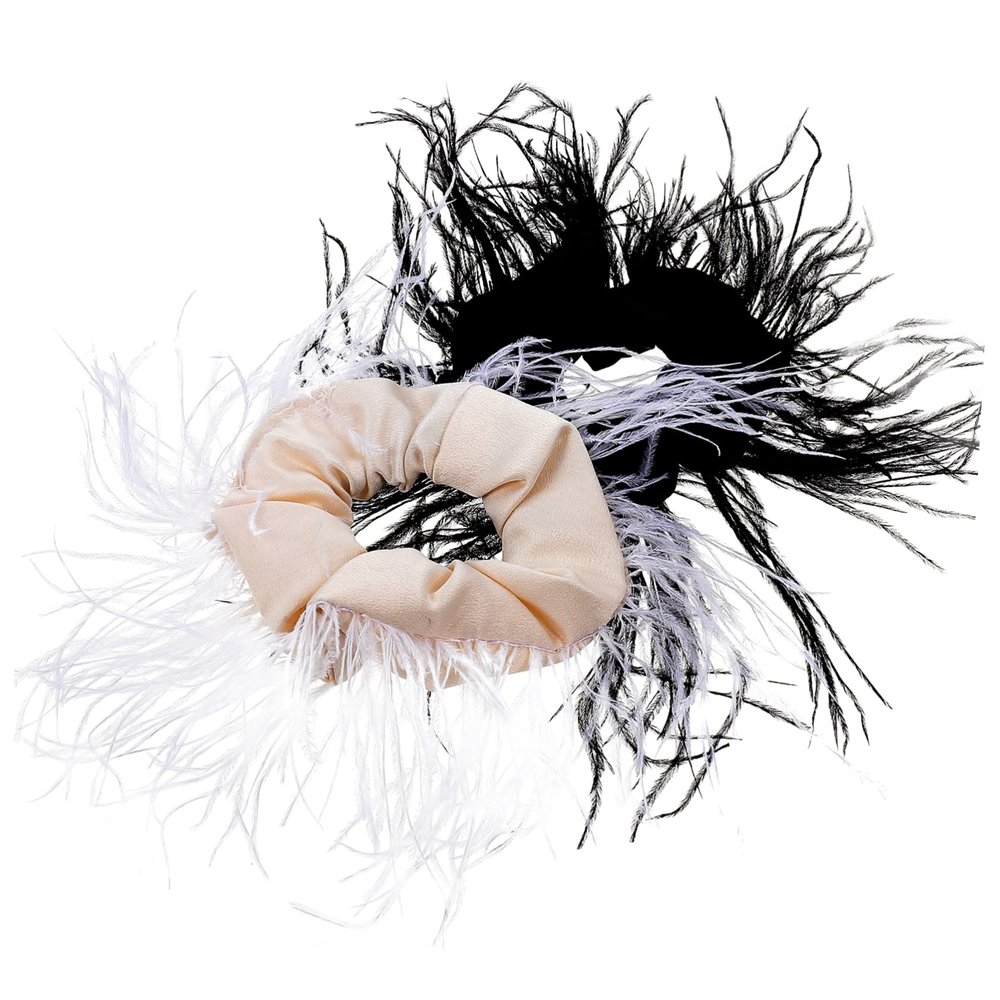 Baluue 2pcs Women's Hair Ties Plume Design Ponytail Holders for Curly Hair for Girls