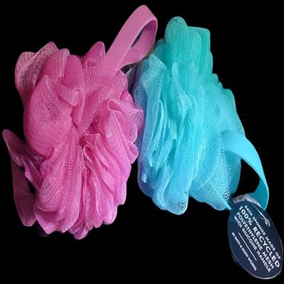 2 Pack Shower Sponge Poof Bath Body Loofah selicone Handle