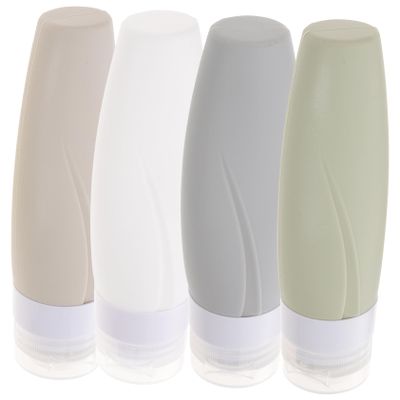 Baluue 4pcs Travel Toiletry Bottles Silicone Squeeze Bottles for Shampoo Conditioner Lotion Refillable Compact Portable
