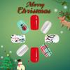 Christmas Press on Nails Short Square Fake Nails Cute Elk Christmas Tree Full Cover Acrylic Nails False Nails with Red with Green Grid Designs Winter Xmas Nail Art for Women Girls Manicure Tips 24Pcs view 4