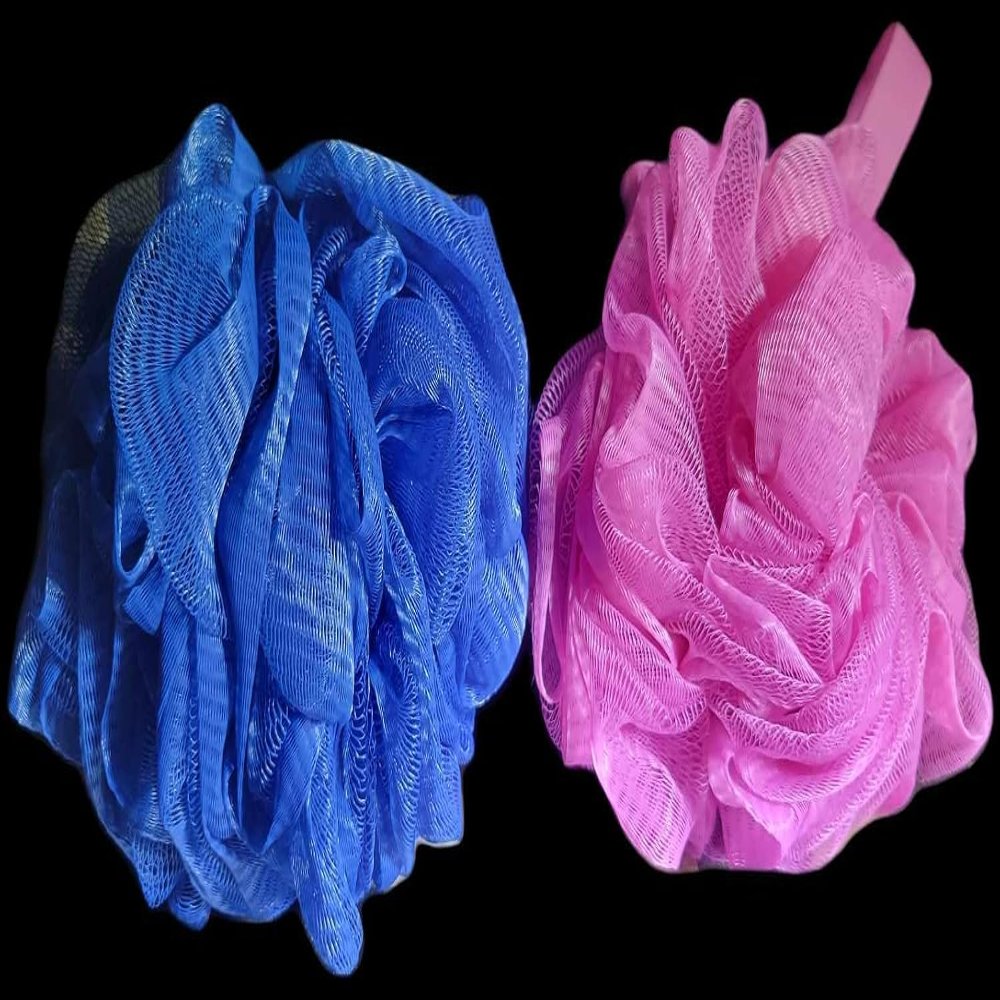 2 Set Shower Sponge Poof Bath Body Loofah Silicone Handle