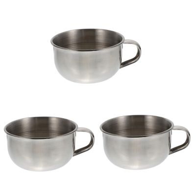 Ipetboom 3pcs Men's Stainless Steel Shaving Bowl Handle and Maker for Shaving Capacity Rustproof Design for Daily Use