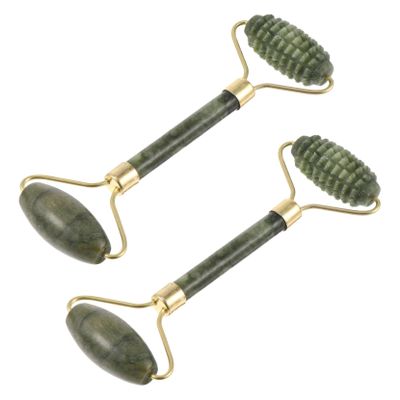 Baluue 2pcs Jade Roller Gua Sha Natural Stone Facial Neck Massager for Improved Skin Absorption Compact Travel for Relaxation and