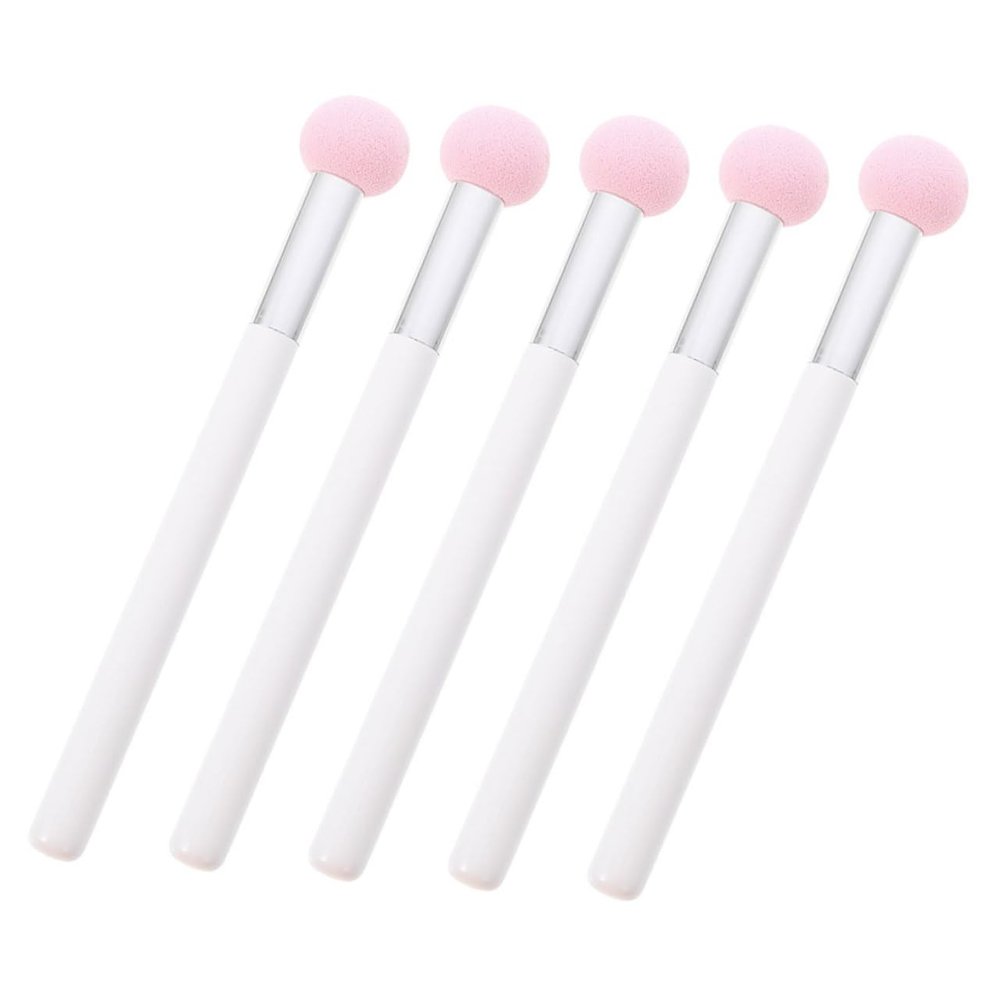 Baluue 5pcs Powder Puff Makeup Sponge Comfortable Foundation Applicator for Skin Soft Round Head Blending Sponges for Daily and Professional Use Pink White Handle