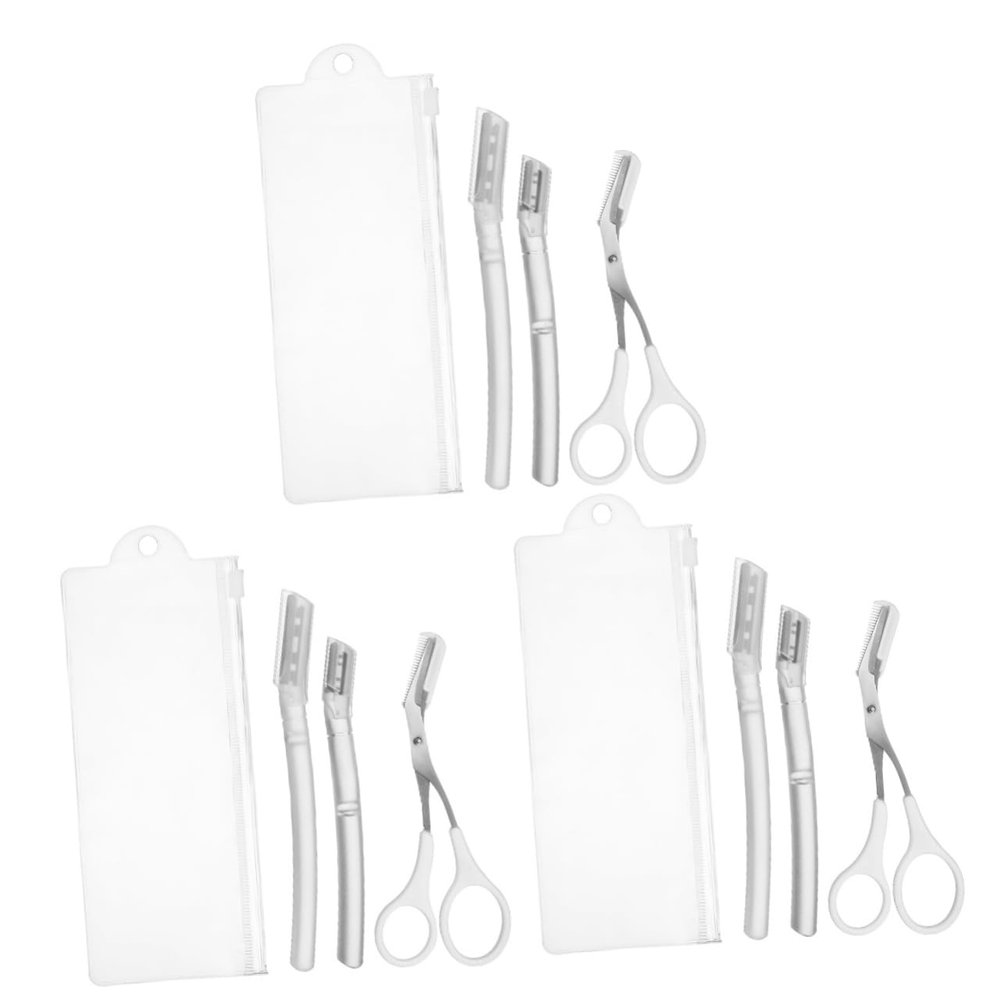 FOMIYES 3sets One Eyebrow Grooming Kit Razor Scissors Trimmer for Women Fashionable Beauty Tool