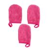 Baluue 3pcs Soft Facial Cleaning Gloves Thickened Makeup Removal Puff Pads for Cosmetic Cleaning Luxurious Reusable Mitts Rosy view 1