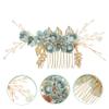 Beatifufu 3pcs Bridal Hair Comb Crystals Elegant Alloy Rhinestone Headdress for Weddings Engagements Special Occasions Green view 3