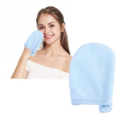 Baluue 3pcs Facial Cleaning Gloves Thickened Makeup Removal Puff Cosmetic Powder Cleaning Pads Soft Blue Washable Reusable for Gentle Makeup Removal and Daily Cleansing