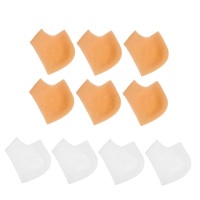 BEBEMOKO 5pairs Outdoor Heel Protectors -Cracking Feet Sleeves for Women Transparent and Skin Tone Colors Elastic Sebs Material for High Heels and Everyday Use