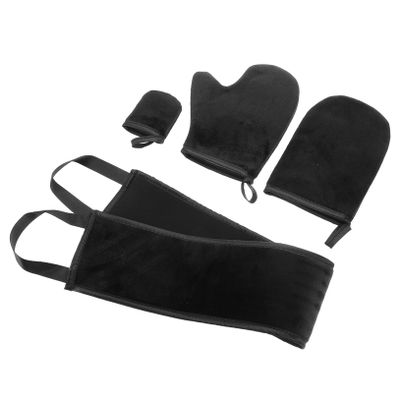 Hoement Self Tanning Mitt Kit Luxurious Soft Gloves for Even Lotion Application Convenient Back Applicator Tool Stylish Black Design for Safe Sunless Tanning