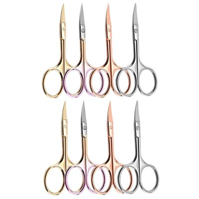 Ipetboom 8pcs Men Hair Scissors Beard Trimmer Shears Mustache Scissors Stainless Steel Professional Barber Random Color