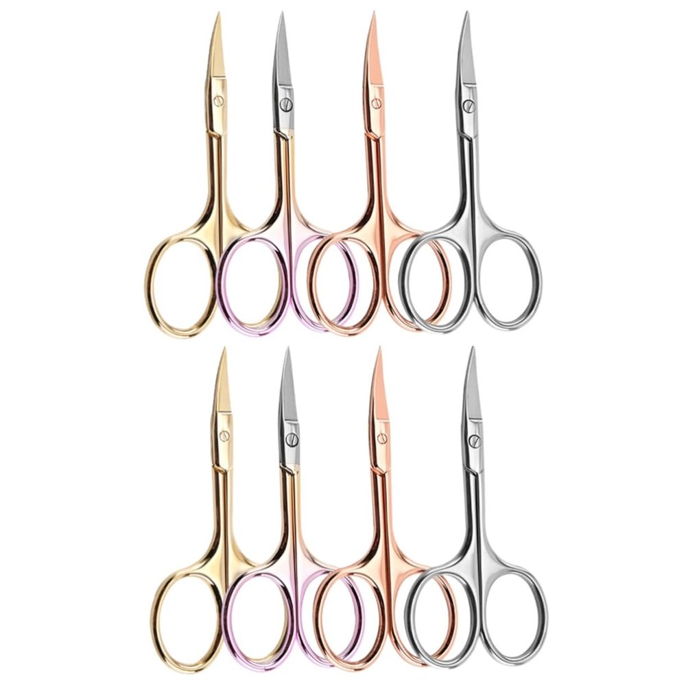 Ipetboom 8pcs Men Hair Scissors Beard Trimmer Shears Mustache Scissors Stainless Steel Professional Barber Random Color
