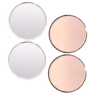Ipetboom 4pcs Nail Art Display Tray Mirror Surface Color Mixing for Manicure Professional Nail Tips Showcase Rose Gold Silver