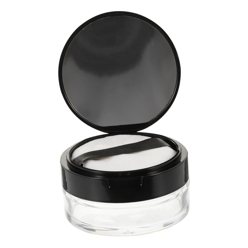 Baluue 1set Portable -lid Loose Powder Container Puff Travel-friendly Makeup Holder for Women Compact for