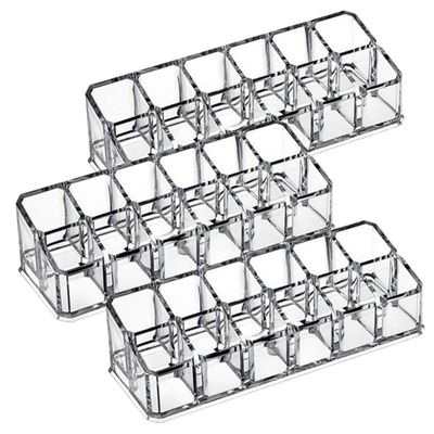 Baluue 3pcs Lipstick Holder Desktop Organizer Makeup Brush Storage Rack Cosmetics Organizer Lipstick Display Stand