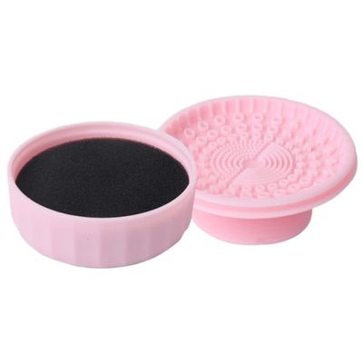 Baluue Silicone Makeup Brush Cleaner Box Dual-use Tool for Dry and Wet Cleaning Compact Design for Easy Storage Cleaning with Convex Textures Reusable and Durable Pink