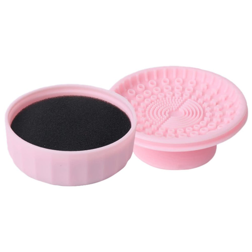 Baluue Silicone Makeup Brush Cleaner Box Dual-use Tool for Dry and Wet Cleaning Compact Design for Easy Storage Cleaning with Convex Textures Reusable and Durable Pink
