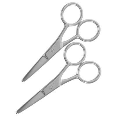 FRCOLOR 2pcs Rounded Tip Eyebrow Scissors for Women Stainless Steel Lash Trimming Grooming Scissors Safe Small Beauty Tool for Eyebrows Nose Hair and Beard Care