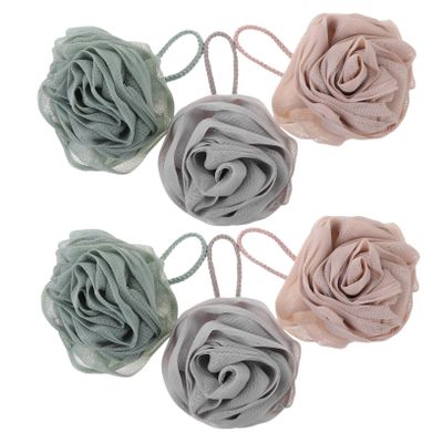 HONMEET 6pcs Rose Flower Bath Balls Bath Exfoliating Balls Loofah Shower Luffa Sponges for Women
