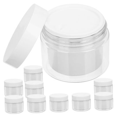 OHPHCALL 10pcs Empty Plastic Jars for Travel Lightweight Cream Containers Lids Reusable Makeup and Lotion Storage for Body Butter for Outdoor and Business Trips
