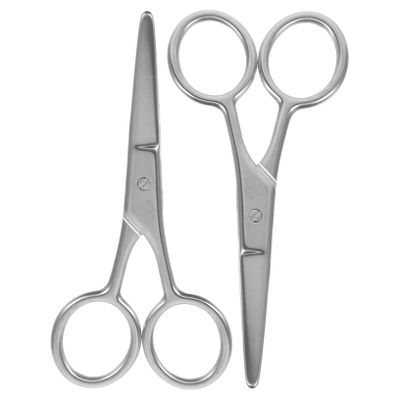 PLAFOPE 2pcs Stainless Steel Small Scissors for Eyebrows Nose Hair Beard Trimming Grooming Tool Safety Design for Effortless Use and Durability