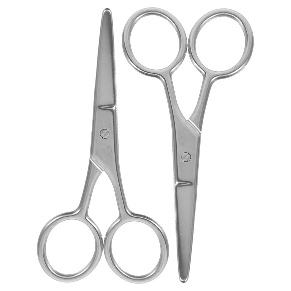 PLAFOPE 2pcs Stainless Steel Small Scissors for Eyebrows Nose Hair Beard Trimming Grooming Tool Safety Design for Effortless Use and Durability