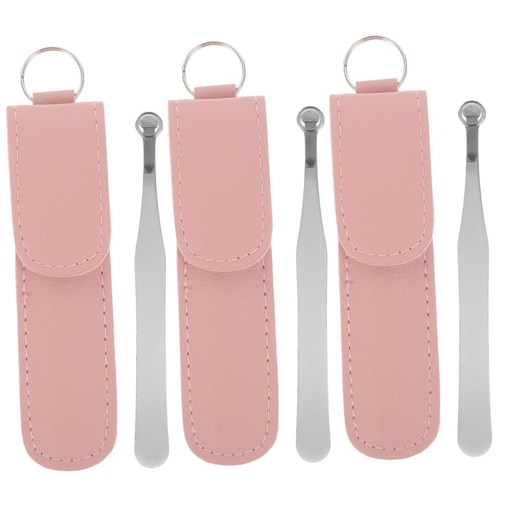 NOLITOY 3pcs Multi-function Nose Hair Clip Portable Tweezers with Leather Case for Precise Grooming for Men and Women Includes Design for Safe Use