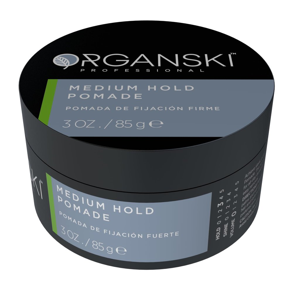 Organski Professional Pomade 2.87 oz | Medium Hold, High Shine | Water-Based, Flake-Free | Easy to Apply & Wash Out For All Hair Types