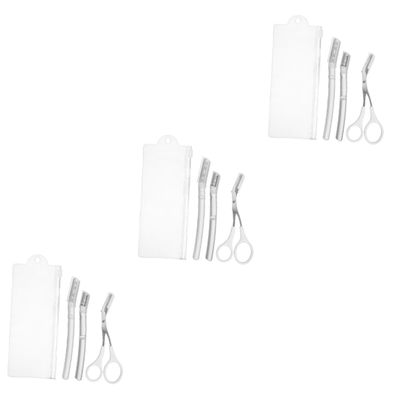 minkissy 3sets Complete Eyebrow Grooming Kit Shaper Scissors Razor Trimmer for Precision