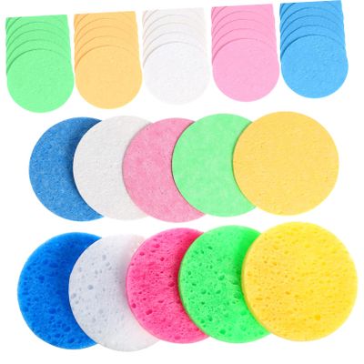 WOONEKY 50pcs Round Sponges Reusable Makeup Blender for Face Cleansing Exfoliating