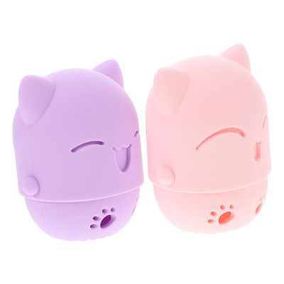 ASAKKURA 2pcs Silicone Cat Makeup Sponge Holder Cute Organizer for Beauty Sponges Travel-friendly Makeup Case for Storage