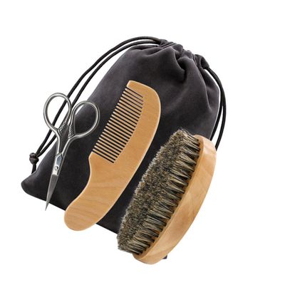 BELLIFFY Beard Grooming Kit Complete Men's Shaving Tools Trimmer Brush Comb Scissors Soft Material Carry Bag