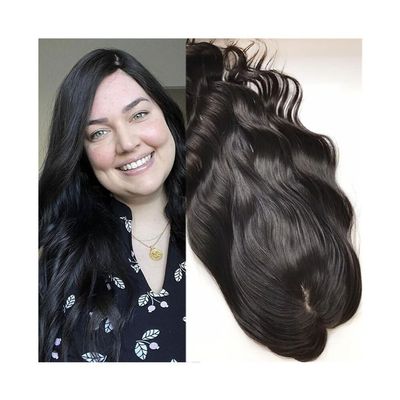 Hair Toppers for Women European Human Hair Topper 12x13CM Silk Top Skin Base with PU Around and 4 Clips, 8-22" Natural Wavy Virgin Hair Pieces for Thinning Hair/ Hair Less Hair Toppers for Women Real