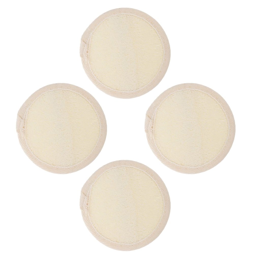 COLLBATH 4pieces Makeup Remover Powder Pads Reusable Facial Cleaning Loofah Set for Gentle Skin Cleansing and Makeup Removal Travel-friendly Round Pads Convenient Container