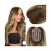 Toppers for Women Human Hair Topper 35 inch Mono Top Base Brazilian Virgin Hair Invisible Hair Piece for Women with Thinning Hair Clip in Natural Straight Hair Topper Hair Toppers(14 Inch) view 1
